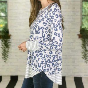 A LITTLE BIT OF LEOPARD & STRIPES TOP NWT